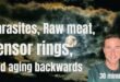 Parasites, Raw meat myths, Dowsing, and aging backwards